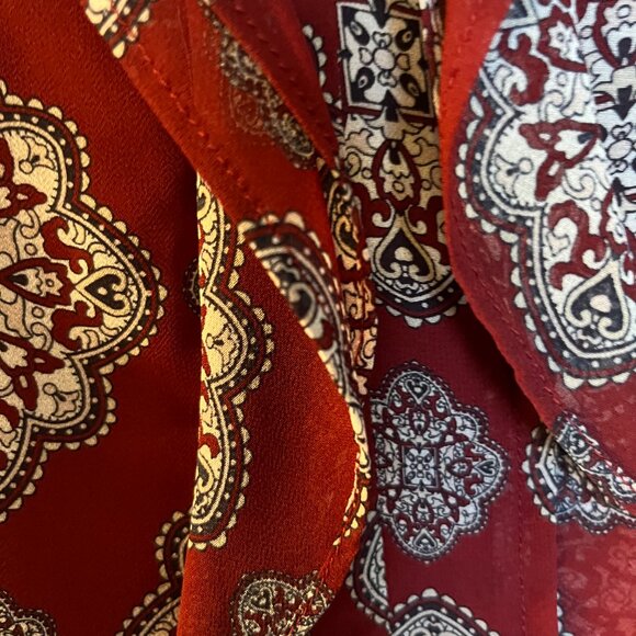 Ann Taylor Burgundy/Black/White Short Sleeve Top Size S - Picture 5 of 9